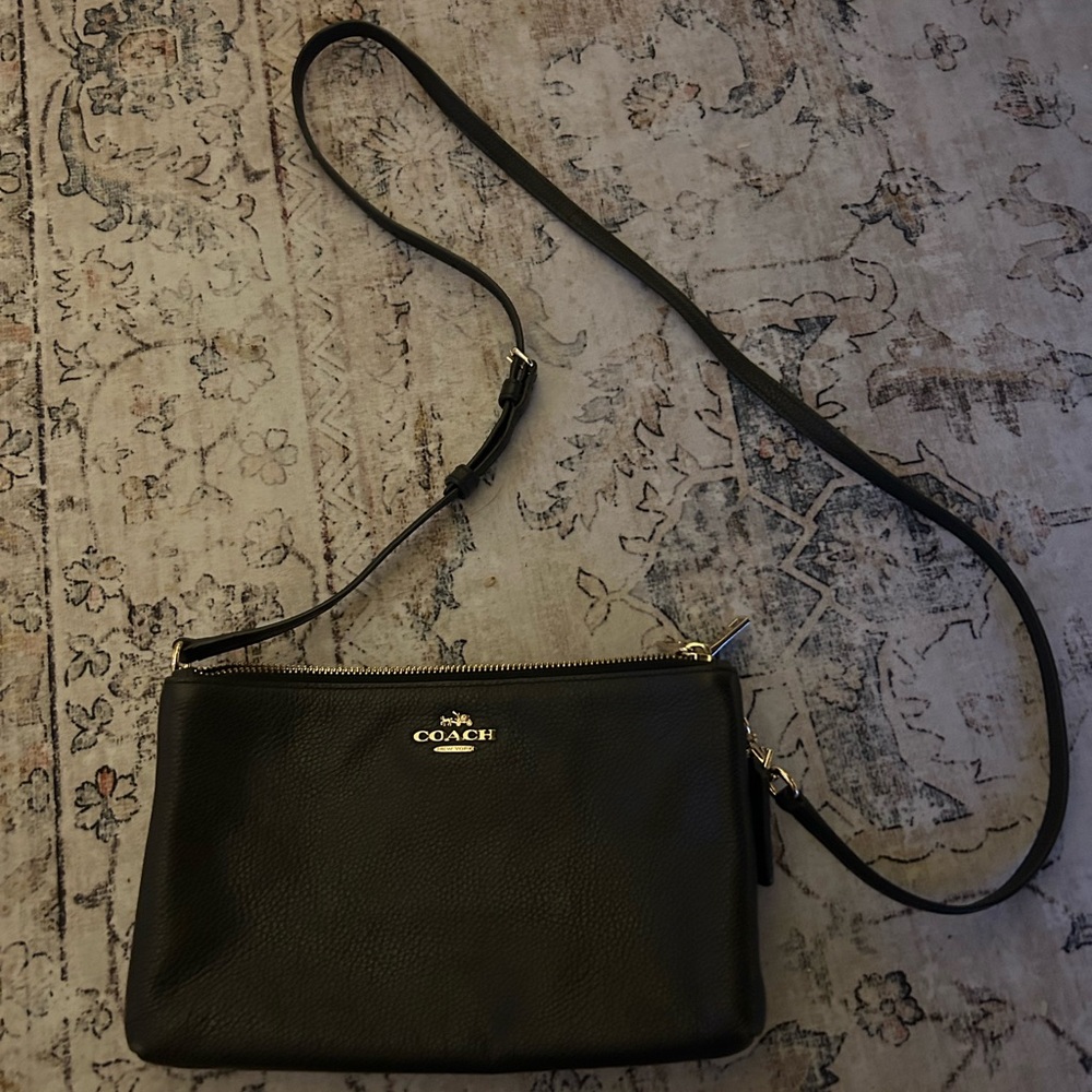 Black Leather Coach Crossbody Purse